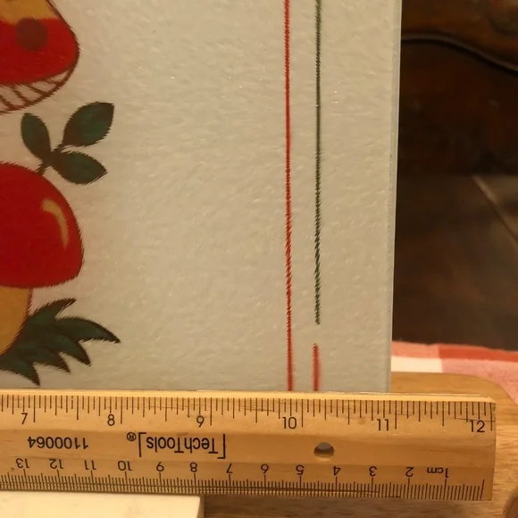 Merry Mushroom Kitchen Glass Cutting Board 8x11 Sears Roebuck 1977 Made in Japan - Picture 5 of 5